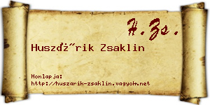 Huszárik Zsaklin névjegykártya
